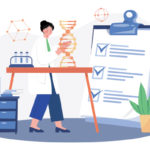 Female Scientist Doing Dna Research Illustration Concept On Whit